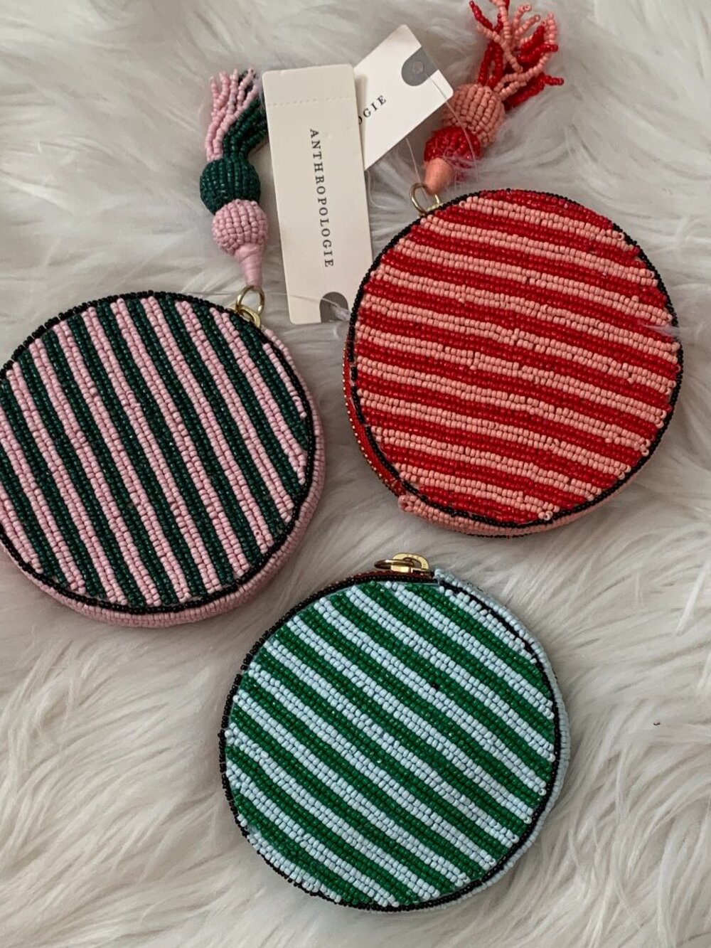 ANTHROPOLOGIE Nephthys Illustrated Beaded Round Coin Purses SET of 3 - Picture 2 of 3